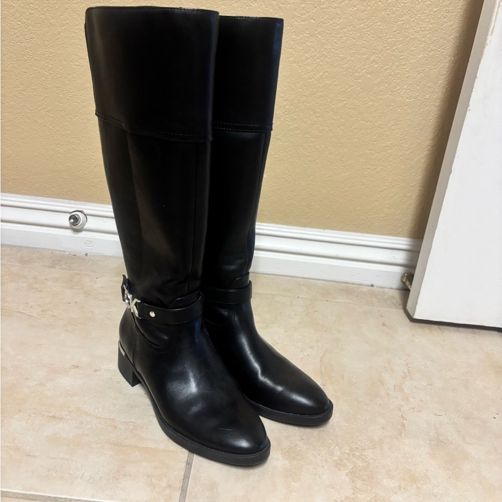 Black Leather Knee-High Boots
